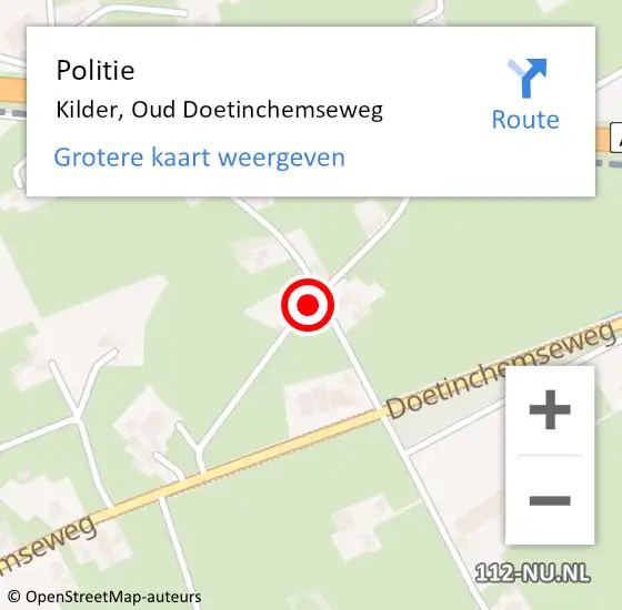 Locatie op kaart van de 112 melding: Politie Kilder, Oud Doetinchemseweg op 15 mei 2014 21:14