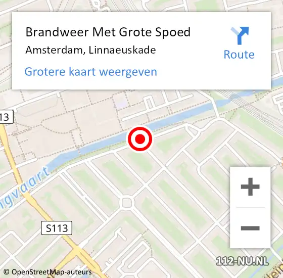 Locatie op kaart van de 112 melding: Brandweer Met Grote Spoed Naar Amsterdam, Linnaeuskade op 14 augustus 2020 19:07
