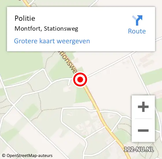 Locatie op kaart van de 112 melding: Politie Montfort, Stationsweg op 14 augustus 2020 19:11