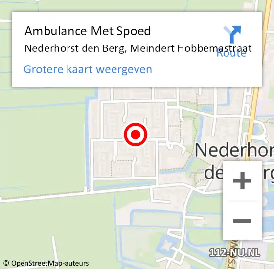 Locatie op kaart van de 112 melding: Ambulance Met Spoed Naar Nederhorst den Berg, Meindert Hobbemastraat op 15 mei 2014 21:23