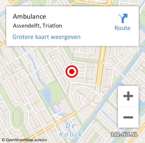 Locatie op kaart van de 112 melding: Ambulance Assendelft, Triatlon op 14 augustus 2020 19:41