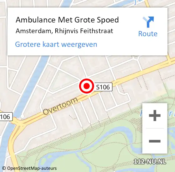 Locatie op kaart van de 112 melding: Ambulance Met Grote Spoed Naar Amsterdam, Rhijnvis Feithstraat op 14 augustus 2020 19:41