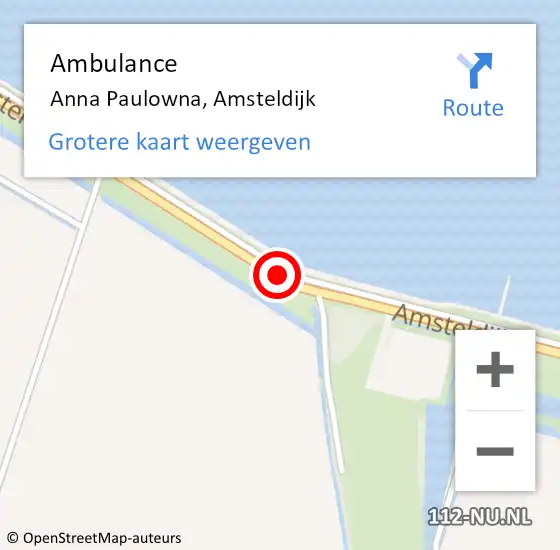 Locatie op kaart van de 112 melding: Ambulance Anna Paulowna, Amsteldijk op 14 augustus 2020 20:29