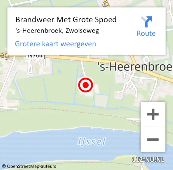 Locatie op kaart van de 112 melding: Brandweer Met Grote Spoed Naar 's-Heerenbroek, Zwolseweg op 15 mei 2014 21:30