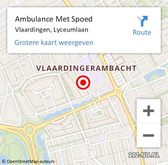 Locatie op kaart van de 112 melding: Ambulance Met Spoed Naar Vlaardingen, Lyceumlaan op 14 augustus 2020 23:15