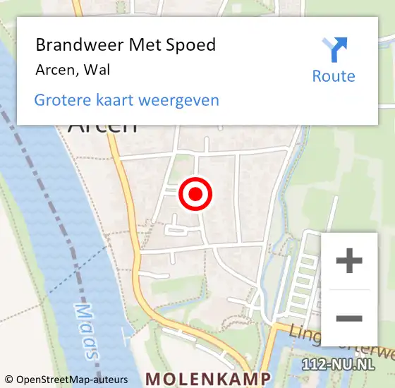 Locatie op kaart van de 112 melding: Brandweer Met Spoed Naar Arcen, Wal op 15 augustus 2020 00:49