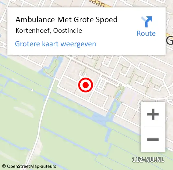 Locatie op kaart van de 112 melding: Ambulance Met Grote Spoed Naar Kortenhoef, Oostindie op 15 augustus 2020 02:06