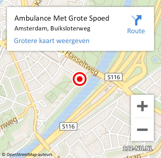 Locatie op kaart van de 112 melding: Ambulance Met Grote Spoed Naar Amsterdam, Buiksloterweg op 15 augustus 2020 03:38