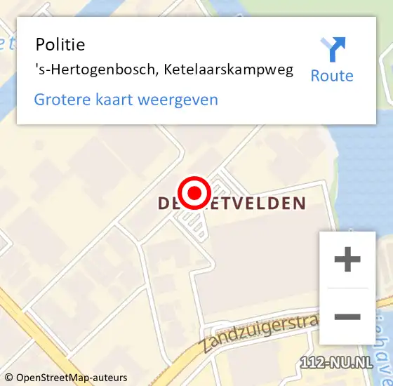 Locatie op kaart van de 112 melding: Politie 's-Hertogenbosch, Ketelaarskampweg op 15 augustus 2020 04:25