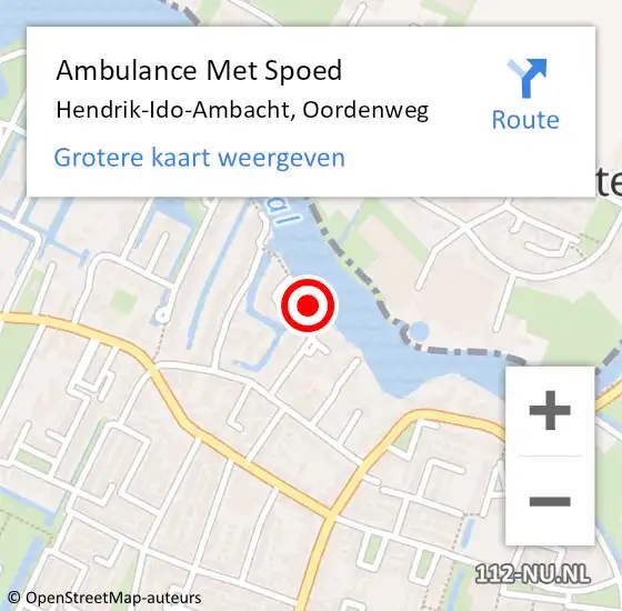 Locatie op kaart van de 112 melding: Ambulance Met Spoed Naar Hendrik-Ido-Ambacht, Oordenweg op 15 augustus 2020 05:10