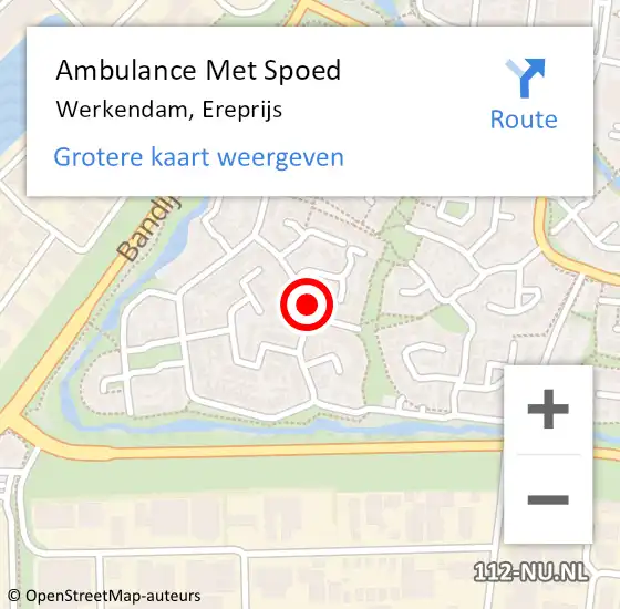 Locatie op kaart van de 112 melding: Ambulance Met Spoed Naar Werkendam, Ereprijs op 15 augustus 2020 09:27