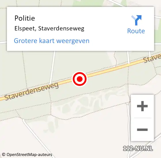 Locatie op kaart van de 112 melding: Politie Elspeet, Staverdenseweg op 15 augustus 2020 09:52