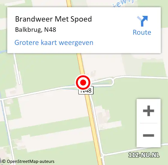 Locatie op kaart van de 112 melding: Brandweer Met Spoed Naar Balkbrug, N48 op 15 augustus 2020 11:04