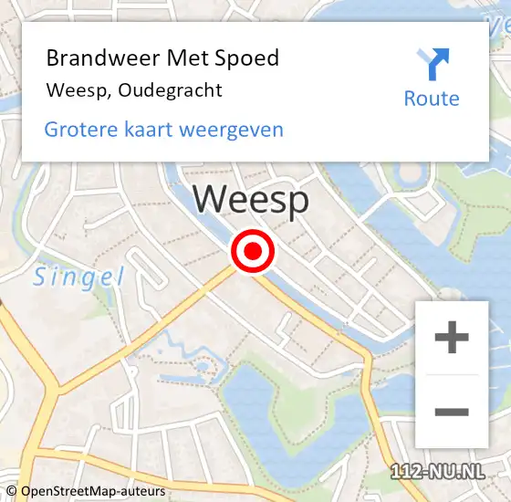 Locatie op kaart van de 112 melding: Brandweer Met Spoed Naar Weesp, Oudegracht op 15 augustus 2020 12:00