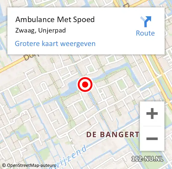 Locatie op kaart van de 112 melding: Ambulance Met Spoed Naar Zwaag, Unjerpad op 15 augustus 2020 12:06