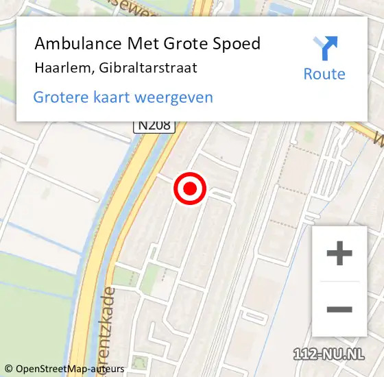 Locatie op kaart van de 112 melding: Ambulance Met Grote Spoed Naar Haarlem, Gibraltarstraat op 15 augustus 2020 12:26