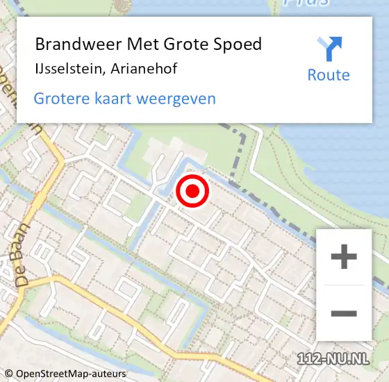 Locatie op kaart van de 112 melding: Brandweer Met Grote Spoed Naar IJsselstein, Arianehof op 15 augustus 2020 12:29