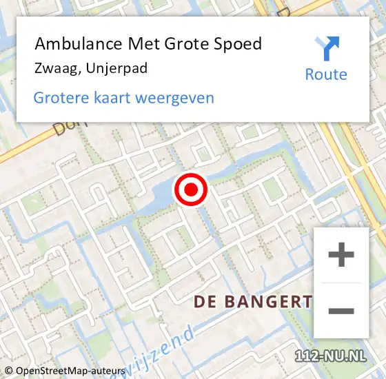 Locatie op kaart van de 112 melding: Ambulance Met Grote Spoed Naar Zwaag, Unjerpad op 15 augustus 2020 12:48