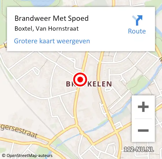 Locatie op kaart van de 112 melding: Brandweer Met Spoed Naar Boxtel, Van Hornstraat op 15 augustus 2020 12:49