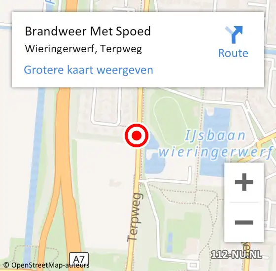 Locatie op kaart van de 112 melding: Brandweer Met Spoed Naar Wieringerwerf, Terpweg op 15 augustus 2020 12:54