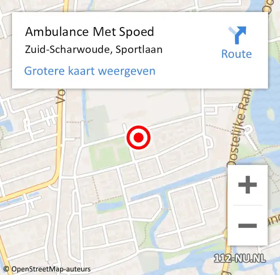 Locatie op kaart van de 112 melding: Ambulance Met Spoed Naar Zuid-Scharwoude, Sportlaan op 15 augustus 2020 12:59