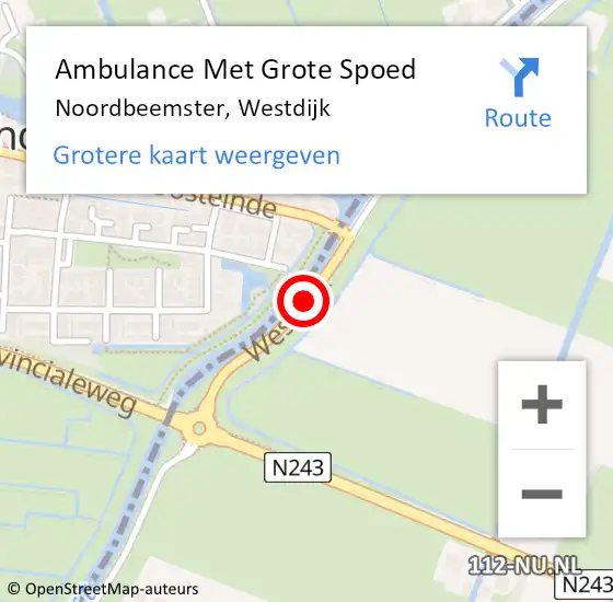 Locatie op kaart van de 112 melding: Ambulance Met Grote Spoed Naar Noordbeemster, Westdijk op 15 augustus 2020 14:37