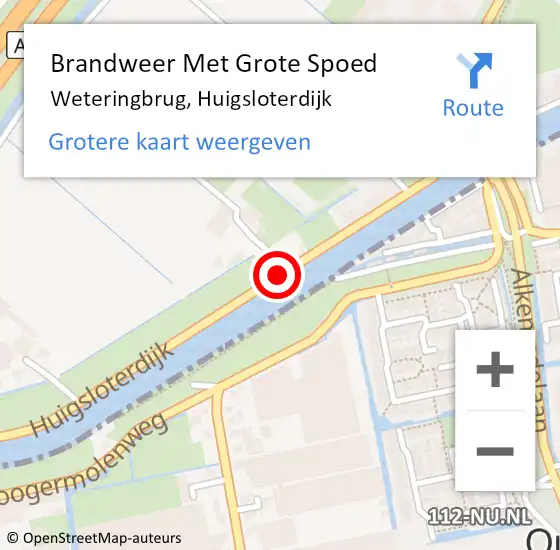 Locatie op kaart van de 112 melding: Brandweer Met Grote Spoed Naar Weteringbrug, Huigsloterdijk op 15 augustus 2020 14:37