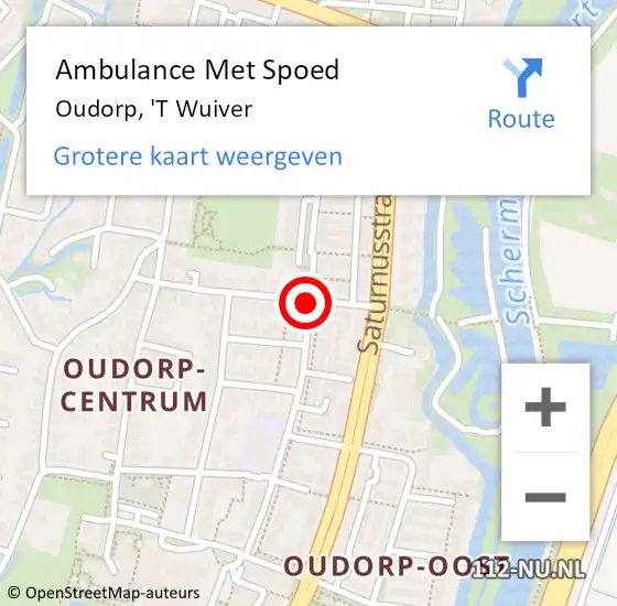 Locatie op kaart van de 112 melding: Ambulance Met Spoed Naar Oudorp, 'T Wuiver op 15 augustus 2020 14:40
