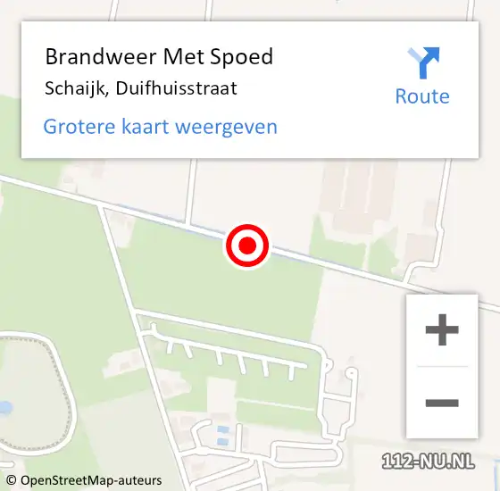 Locatie op kaart van de 112 melding: Brandweer Met Spoed Naar Schaijk, Duifhuisstraat op 15 augustus 2020 15:24