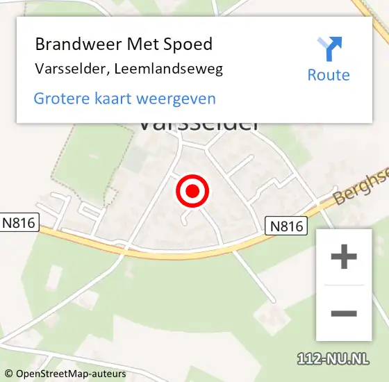 Locatie op kaart van de 112 melding: Brandweer Met Spoed Naar Varsselder, Leemlandseweg op 15 mei 2014 23:26