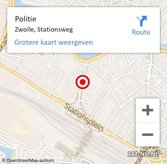 Locatie op kaart van de 112 melding: Politie Zwolle, Stationsweg op 15 augustus 2020 16:42