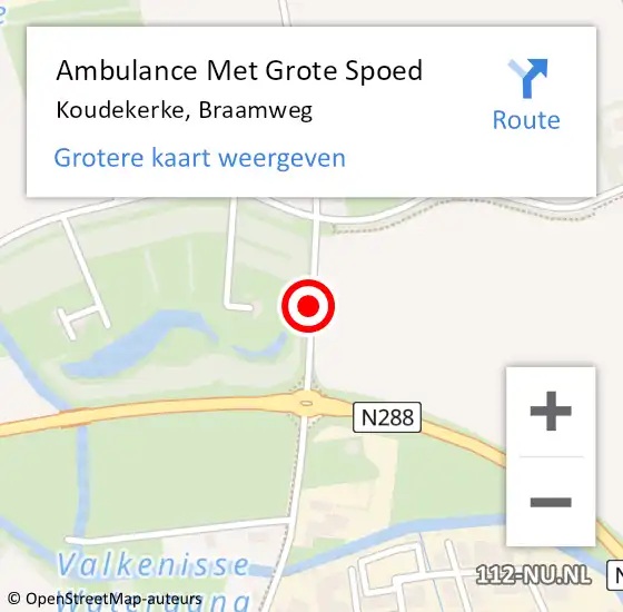 Locatie op kaart van de 112 melding: Ambulance Met Grote Spoed Naar Koudekerke, Braamweg op 15 augustus 2020 17:06