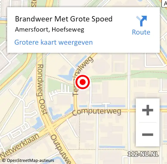 Locatie op kaart van de 112 melding: Brandweer Met Grote Spoed Naar Amersfoort, Hoefseweg op 15 augustus 2020 17:09