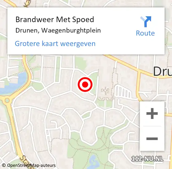 Locatie op kaart van de 112 melding: Brandweer Met Spoed Naar Drunen, Waegenburghtplein op 15 augustus 2020 19:05