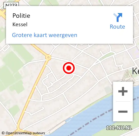 Locatie op kaart van de 112 melding: Politie Kessel op 15 augustus 2020 19:09