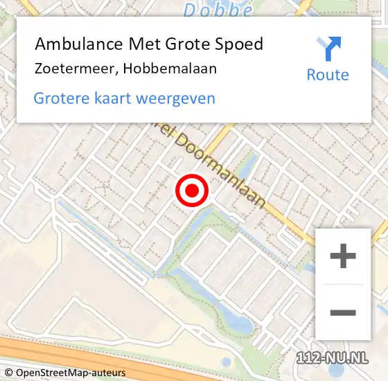 Locatie op kaart van de 112 melding: Ambulance Met Grote Spoed Naar Zoetermeer, Hobbemalaan op 8 september 2013 06:57