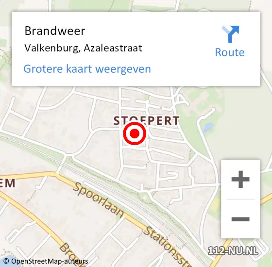 Locatie op kaart van de 112 melding: Brandweer Valkenburg, Azaleastraat op 16 mei 2014 00:20