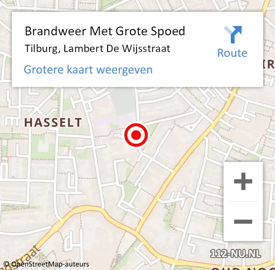 Locatie op kaart van de 112 melding: Brandweer Met Grote Spoed Naar Tilburg, Lambert De Wijsstraat op 15 augustus 2020 20:19