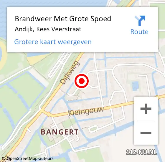 Locatie op kaart van de 112 melding: Brandweer Met Grote Spoed Naar Andijk, Kees Veerstraat op 16 augustus 2020 03:23