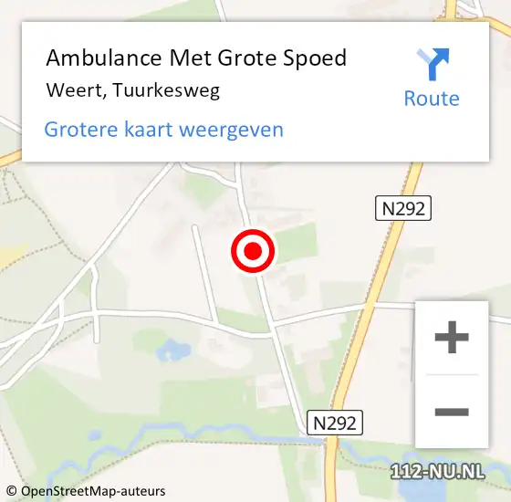 Locatie op kaart van de 112 melding: Ambulance Met Grote Spoed Naar Weert, Tuurkesweg op 16 augustus 2020 09:54