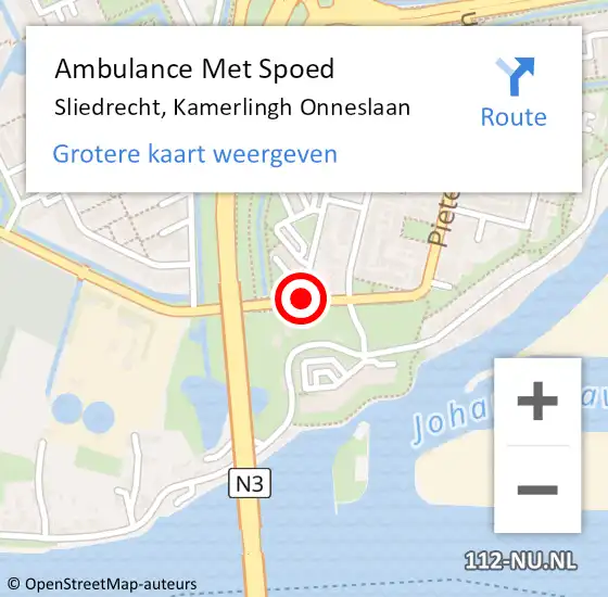 Locatie op kaart van de 112 melding: Ambulance Met Spoed Naar Papendrecht, Kamerlingh Onneslaan op 16 augustus 2020 10:29