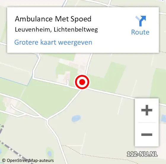 Locatie op kaart van de 112 melding: Ambulance Met Spoed Naar Leuvenheim, Lichtenbeltweg op 16 augustus 2020 12:49