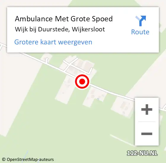 Locatie op kaart van de 112 melding: Ambulance Met Grote Spoed Naar Wijk bij Duurstede, Wijkersloot op 16 augustus 2020 14:00