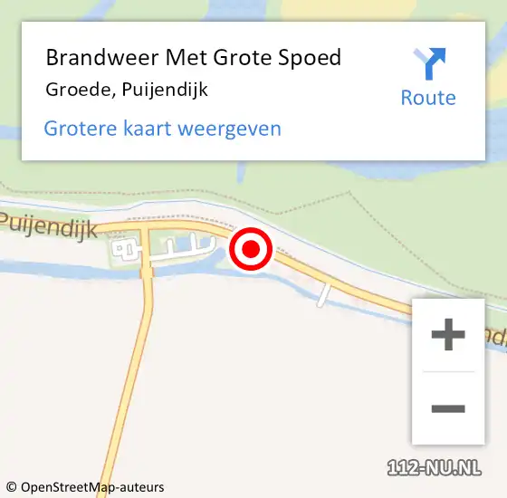 Locatie op kaart van de 112 melding: Brandweer Met Grote Spoed Naar Groede, Puijendijk op 16 augustus 2020 14:11