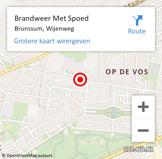 Locatie op kaart van de 112 melding: Brandweer Met Spoed Naar Brunssum, Wijenweg op 16 augustus 2020 14:15