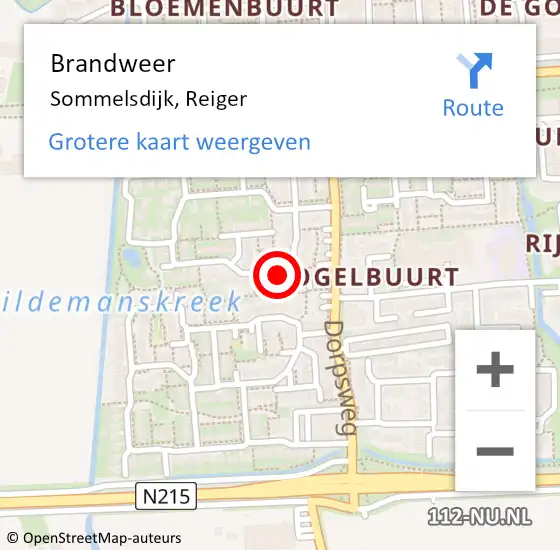 Locatie op kaart van de 112 melding: Brandweer Sommelsdijk, Reiger op 16 mei 2014 04:29