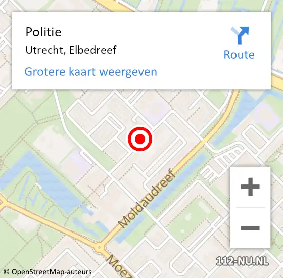 Locatie op kaart van de 112 melding: Politie Utrecht, Elbedreef op 16 augustus 2020 14:47