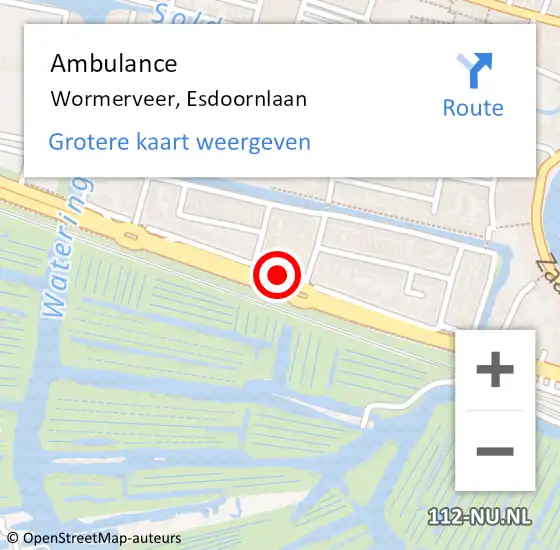 Locatie op kaart van de 112 melding: Ambulance Wormerveer, Esdoornlaan op 16 augustus 2020 15:22