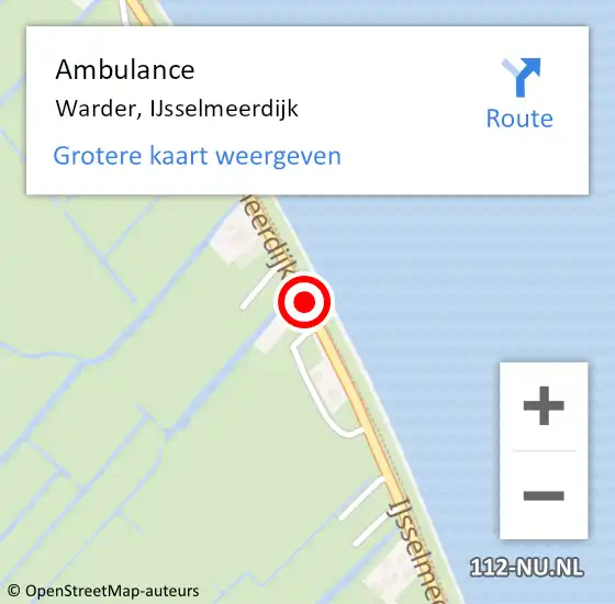 Locatie op kaart van de 112 melding: Ambulance Warder, IJsselmeerdijk op 16 augustus 2020 15:45