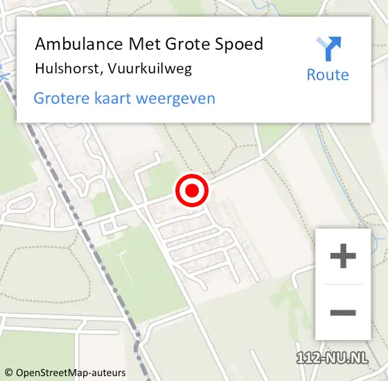 Locatie op kaart van de 112 melding: Ambulance Met Grote Spoed Naar Hulshorst, Vuurkuilweg op 16 augustus 2020 16:06